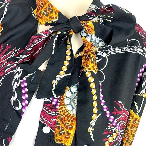 VERSACE inspired button up collar tie Size L print - Picture 3 of 6